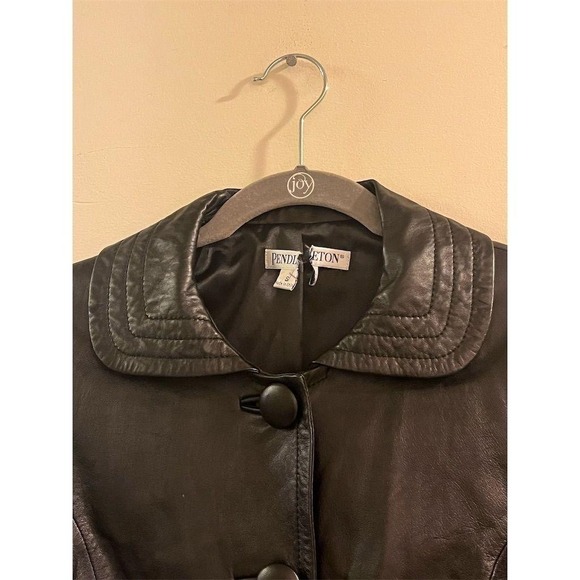 Pendleton Women's Vintage Black Leather Jacket Size S Outdoor Old Money Classic - Picture 6 of 12